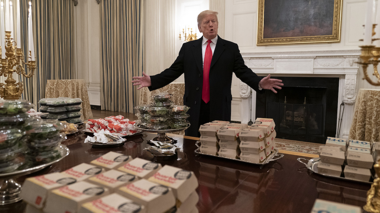 Trump Presents NCAA Champs With Fast Food Feast