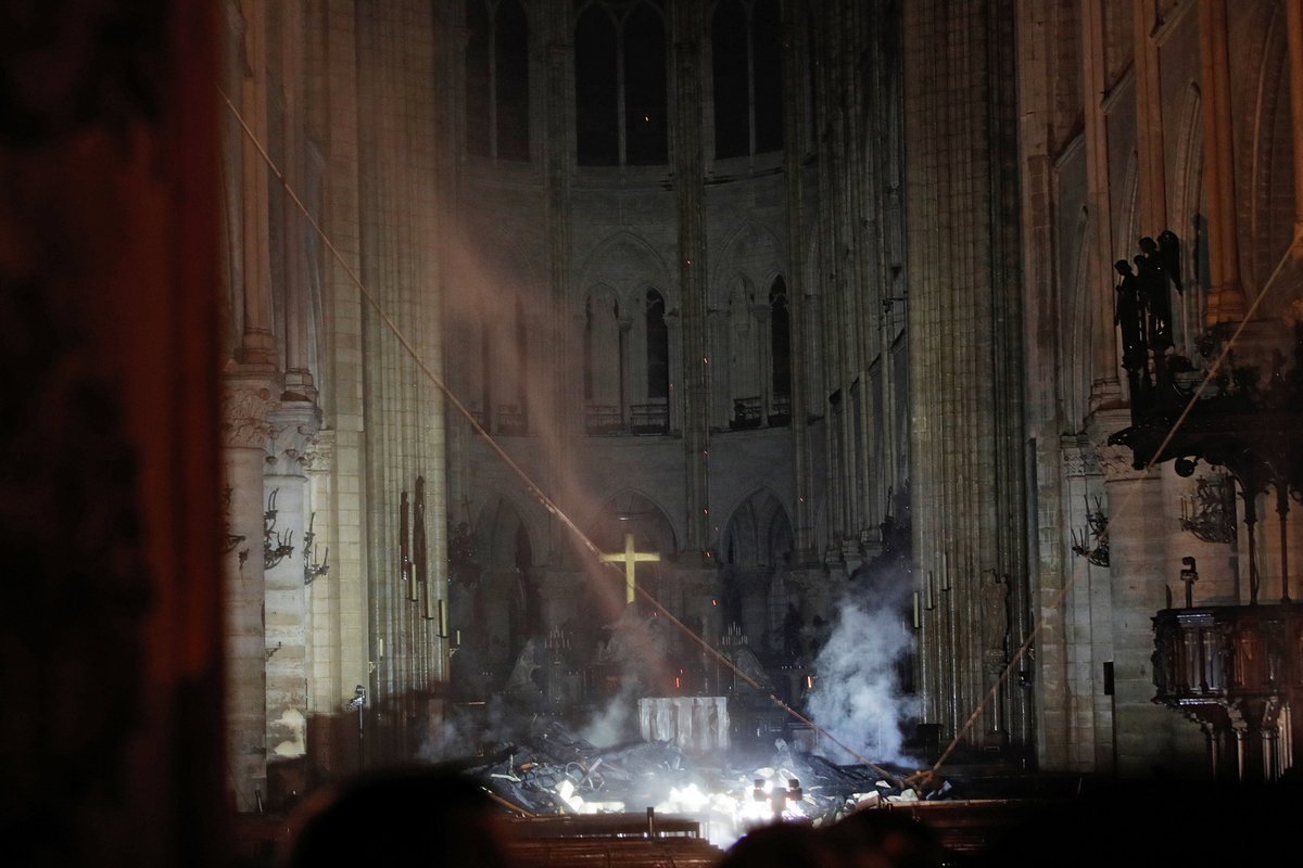 AMAZING: The Cross Still Stands at Notre Dame Cathedral