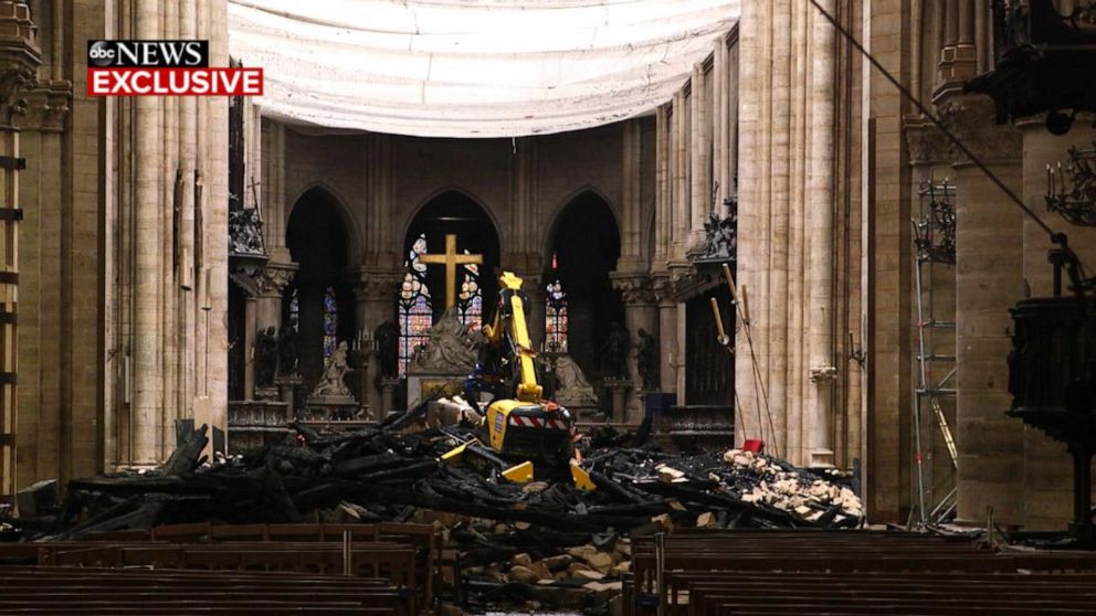 ABC News gets exclusive first look inside the fire-ravaged cathedral