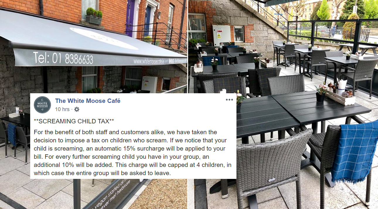 Cafe in Ireland supposedly adds 15% surcharge to bill for screaming children