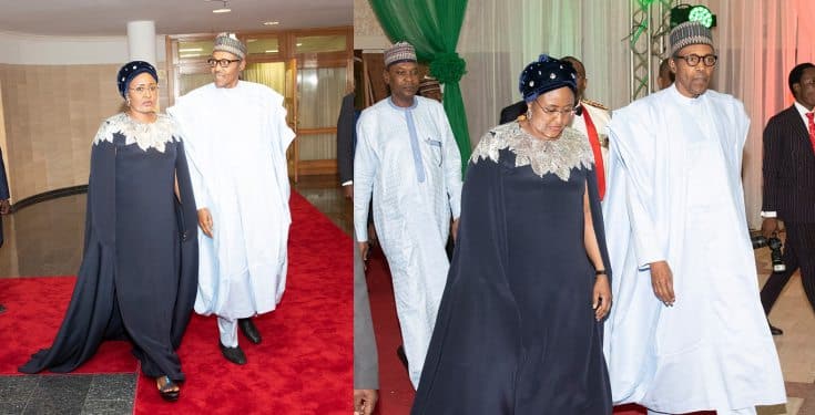 Aisha Buhari rocks a $2,145 Oscar De LaRenta cape dress to Democracy Day gala night