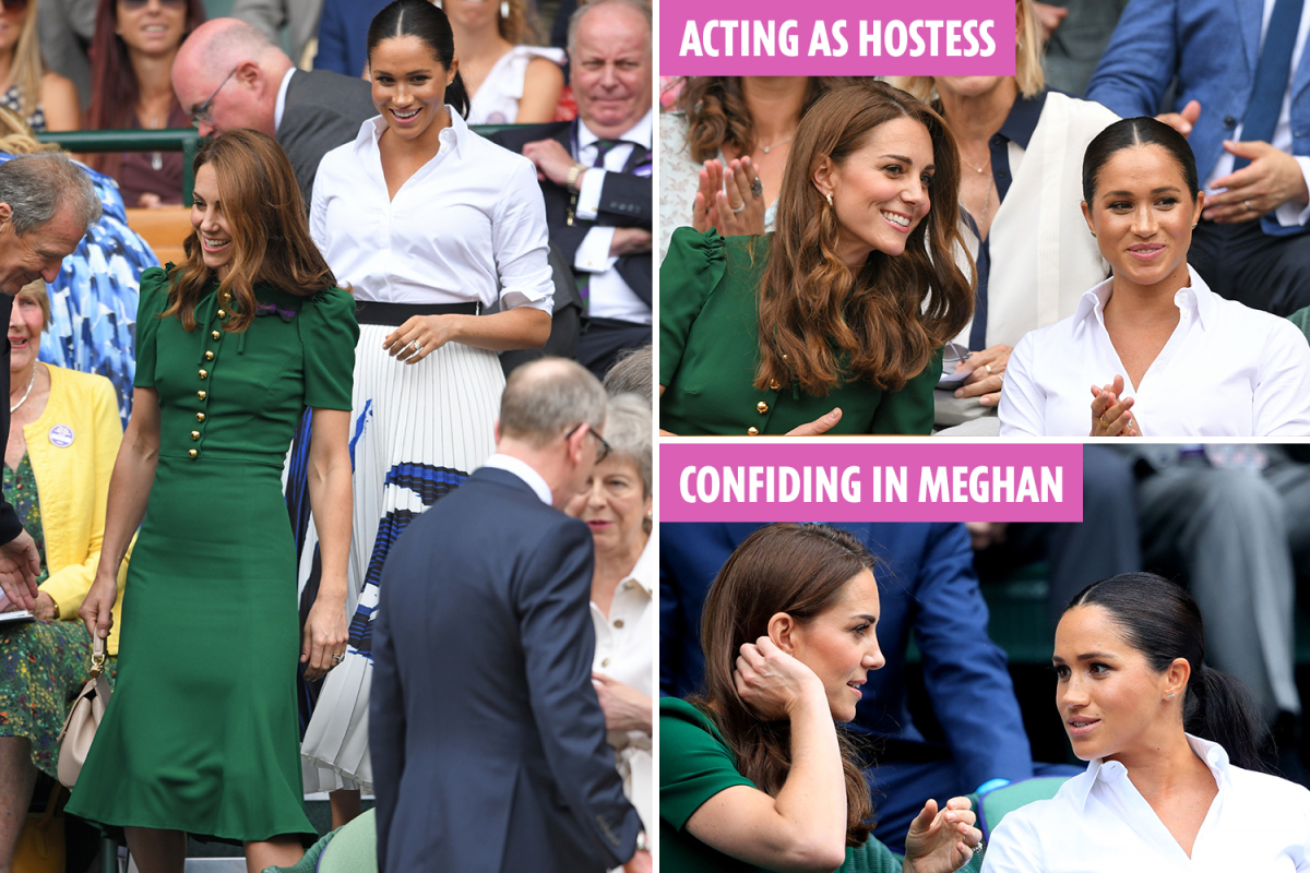 Kate and Meghan ‘wanted to appear friendly’ at Wimbledon as Kate attempts to include her ‘for the first time since she married Harry’ claims body language expert